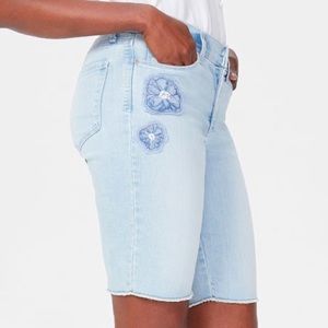 NYDJ Blue Applique Briella Jean Shorts Women